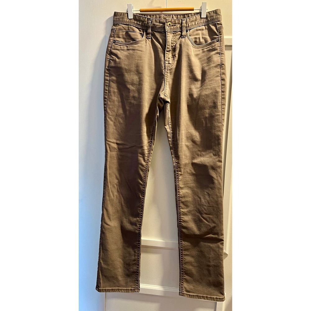 prAna Mens Slim Straight Tan Pants Stretch Flat Front 31”x31” Hiking Casual Work